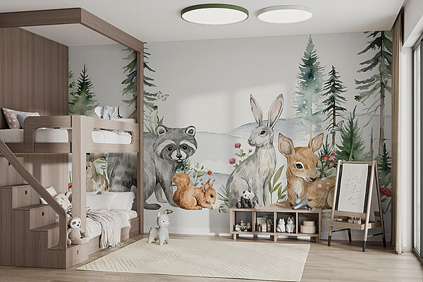 Group of animals in a forest Wall murals Group of animals in a forest
