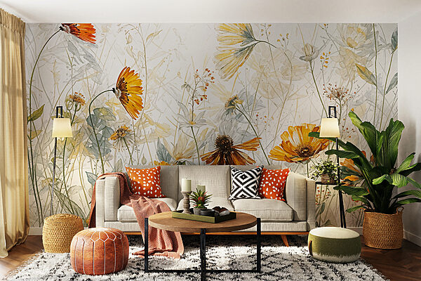 Wildflowers dancing in the breeze Wall murals Wildflowers dancing in the breeze