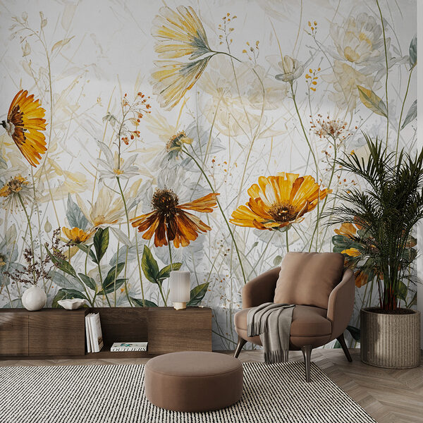 Wildflowers dancing in the breeze Wall mural Wildflowers dancing in the breeze