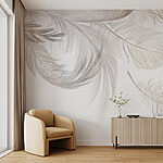 Wall murals White feather on a white surface