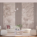 Wall mural Tree with leaves in a foggy forest