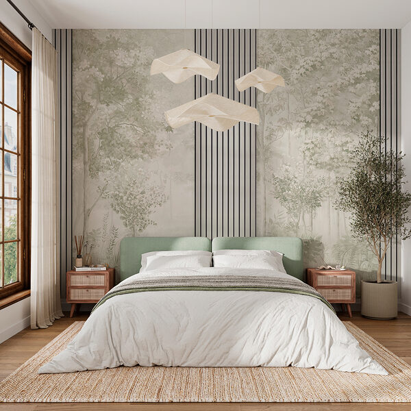 Wall murals Wall murals Wallpaper with trees and flowers (SKU: w00670v2)