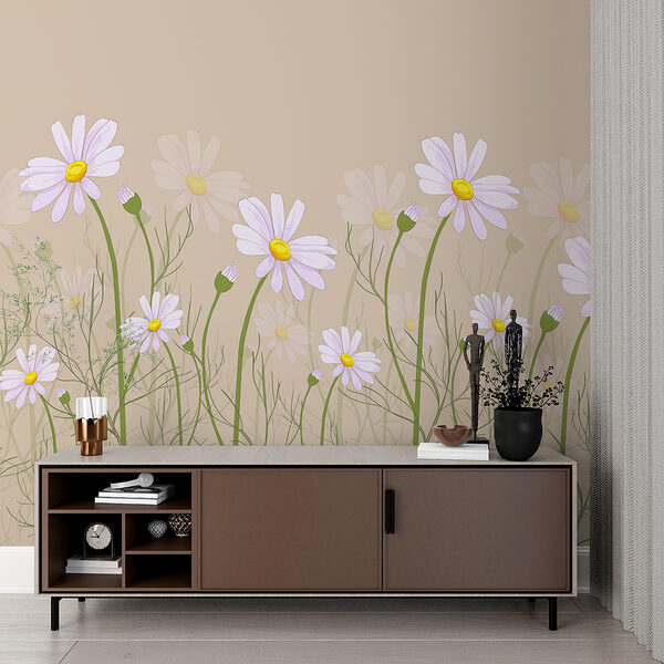 Wall mural Blooming daisies under the spring sky