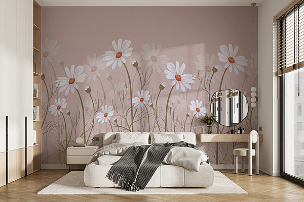 White daisies on a muted background Wall murals White daisies on a muted background