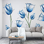 Wall murals Delicate blue flowers in bloom.
