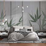 Wall murals Green leaves and shadows on fabric.