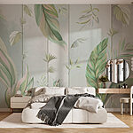 Wall mural Pastel leaves on elegant pattern