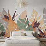 Wall mural Colorful abstract leaves pattern design
