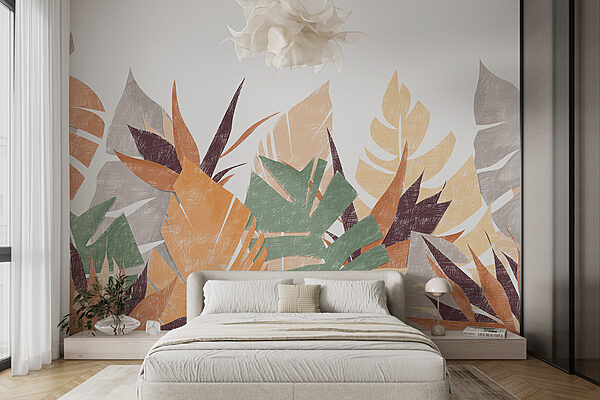 Wall mural Colorful abstract leaves pattern design
