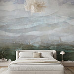 Wall murals Cloudy sky over wavy textures.