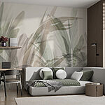 Wall murals Abstract nature: delicate leaf impressions.