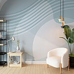Wall mural Blue and white background with white lines