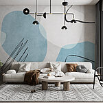 Wall mural Black line on a blue surface