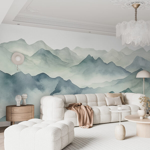 Watercolor painting of a mountain range Wall murals Watercolor painting of a mountain range
