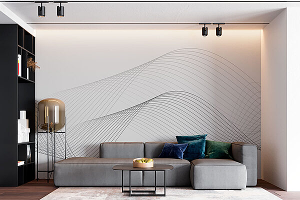 Black and white wavy lines Wall murals Black and white wavy lines