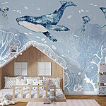Wall murals Whale glides through vibrant ocean scene