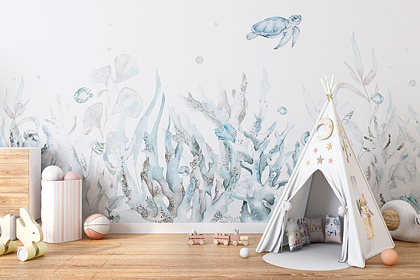 Wall murals Tranquil underwater scene with turtle