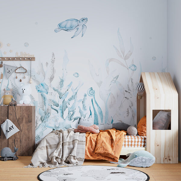 Wall mural Tranquil underwater scene with turtle