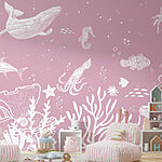 Wall mural White jellyfish on a purple background