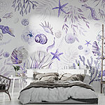 Wall mural Seashells and coral with leafy patterns