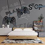 Wall mural Video game controller on a grey background
