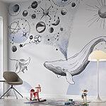 Wall murals Black and white circle with black dots