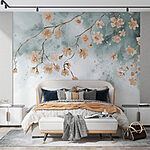 Wall murals Watercolor blossoms on gentle branches
