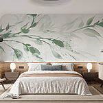 Wall murals Elegant watercolor leaves in soft hues.