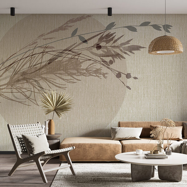 Shadow of a leaf on a fabric surface Wall murals Shadow of a leaf on a fabric surface