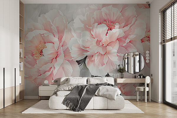 Soft pink blossoms in bloom Wall murals Soft pink blossoms in bloom