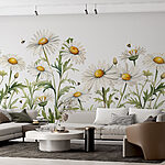 Wall murals Daisies dance with buzzing bees
