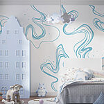 Wall mural Blue and white swirls on a white background