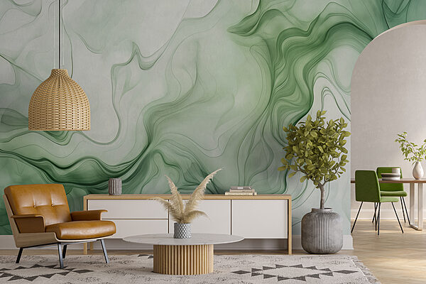 Green and white smoke Wall murals Green and white smoke