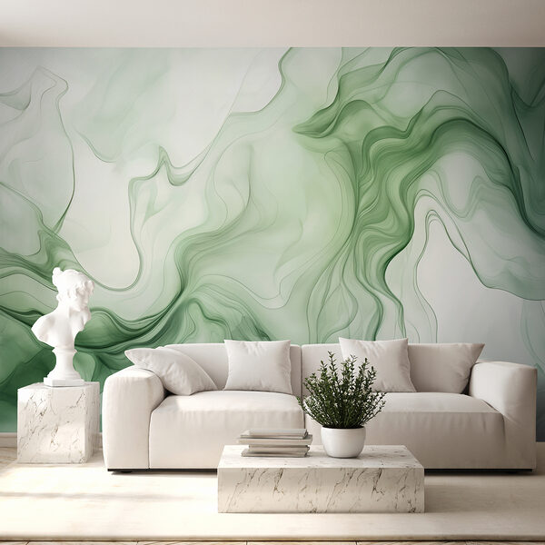 Wall mural Green and white smoke