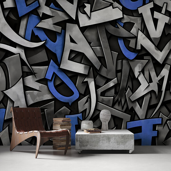 Wall murals Wall murals Blue and black letter f (SKU: w01186v1)