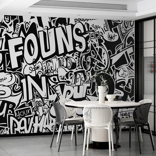 Black and white graffiti Wall murals Black and white graffiti