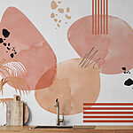 Wall mural Watercolor art with circles and lines