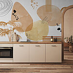 Wall mural Abstract shapes with palm leaves design