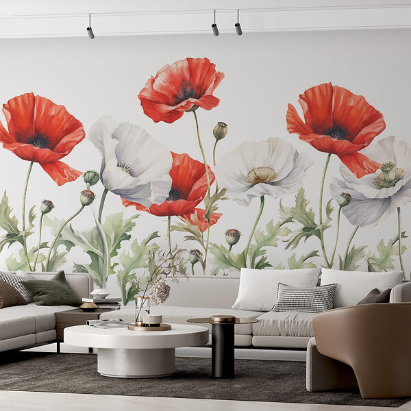 Vibrant poppies in full bloom Wall murals Vibrant poppies in full bloom