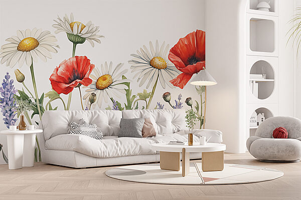 Wildflowers in colorful, vibrant bloom. Wall murals Wildflowers in colorful, vibrant bloom.
