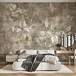 Wall murals Elegant leaves on textured background.