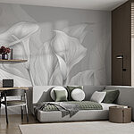Wall mural Elegant calla lilies in grayscale