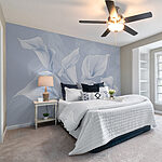 Wall murals Elegant white flowers on blue background.