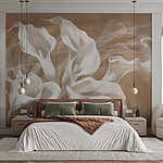 Wall mural White lilies on textured background