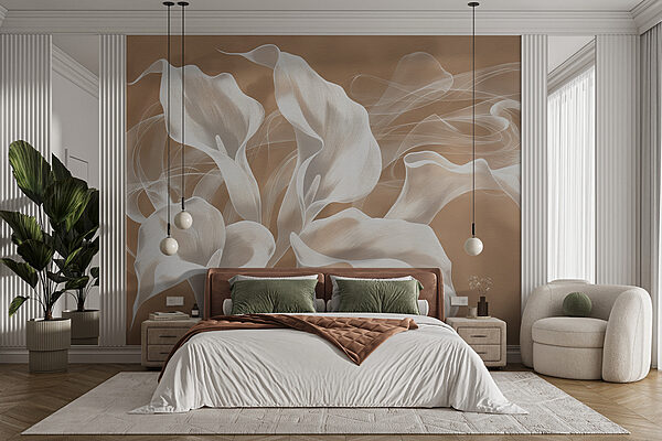 Wall mural Wall mural White lilies on textured background (SKU: w01196)