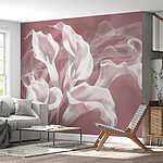 Wall mural Elegant white flowers on pink background