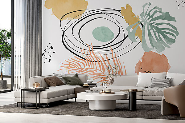 Abstract botanical watercolor design Wall murals Abstract botanical watercolor design