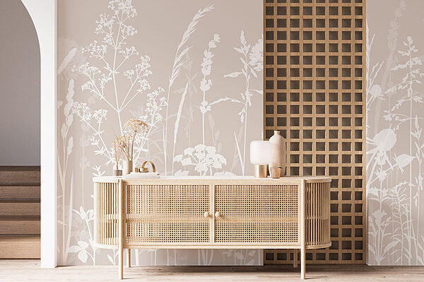 Wall murals White silhouettes of flowers (SKU: w01270) Wall murals Wall murals White silhouettes of flowers (SKU: w01270)