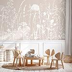 Wall mural White silhouettes of flowers