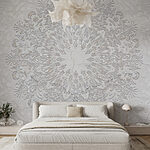 Wall murals White floral design on a white surface